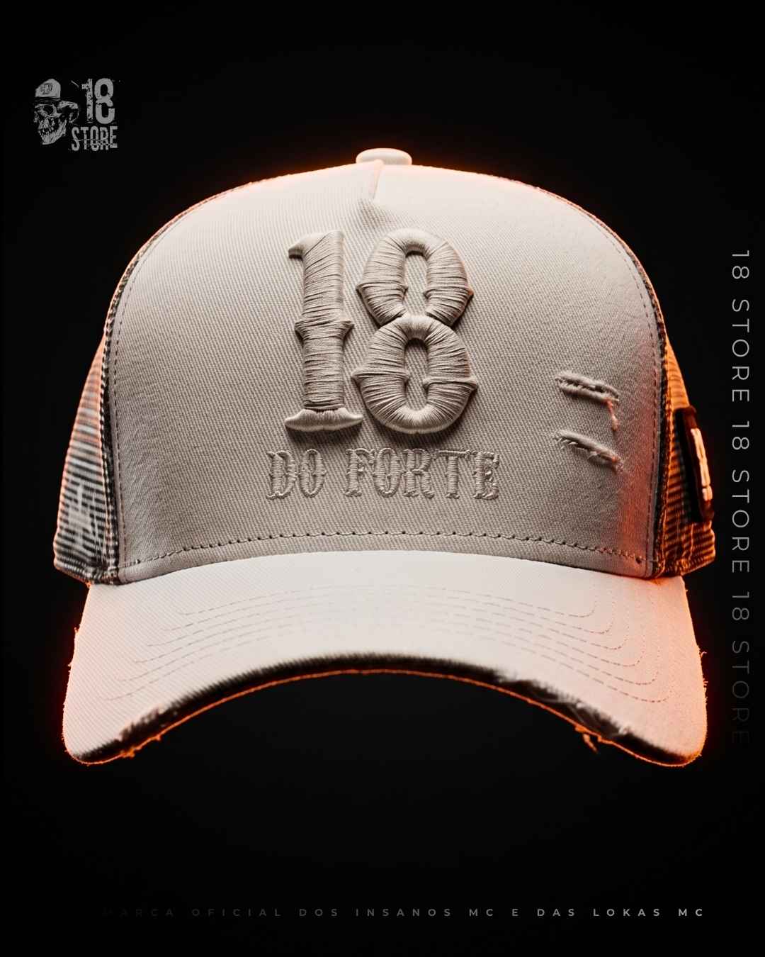 Boné 18 Do Forte – Descrição All White E Redinha.