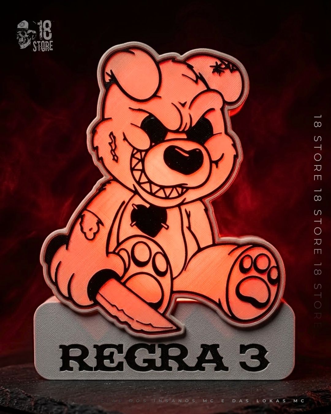 Luminária 3d Urso Regra 3 18×13