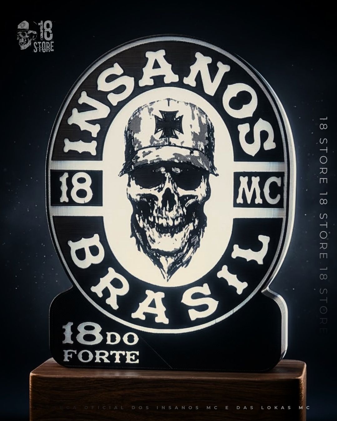 Luminária 3d Brasão Insanos 18×13